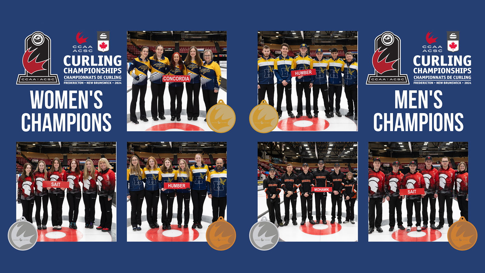 CUE Women and Humber Men win the 2024 CCAA Curling Championships